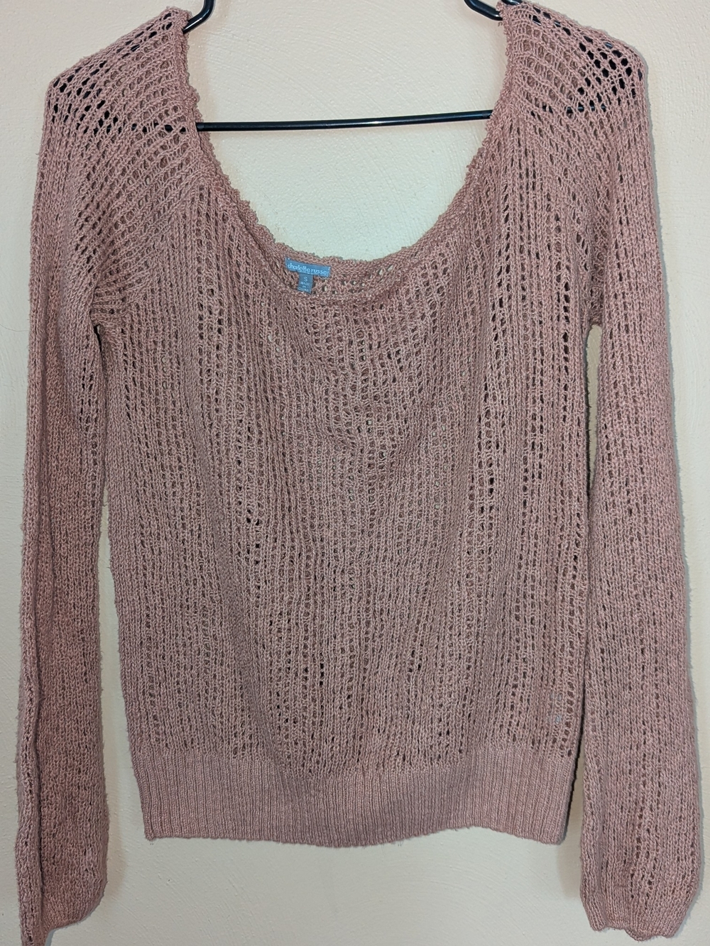 Women's Open-Knit Scoop Neck Sweater - Dusty Rose